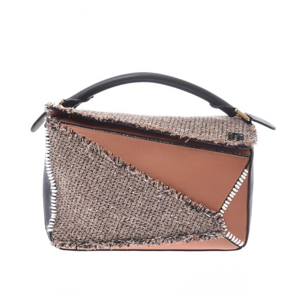 Loewe Handbags - Loewe Puzzle Bag Brown Black Tweed Leather Handbag